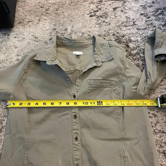 J.Jill chino - Linen cargo, long sleeve mini dress pockets olive sage size 12 - Picture 6 of 7